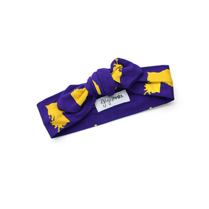 Louisiana Purple & Gold TOPKNOT HEADBAND - Gigi and Max