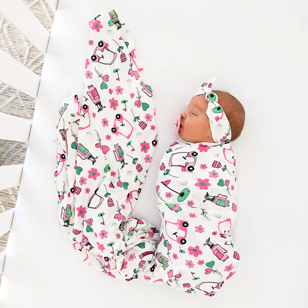 Lexi Pink Golf SWADDLE - Gigi and Max