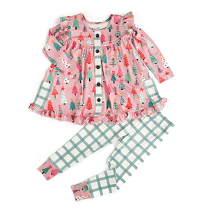 Noelle Pink Trees PEPLUM SET - Gigi and Max