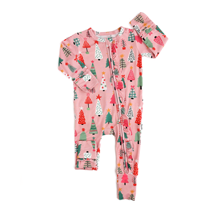 Noelle Pink Trees RUFFLE ZIP - Gigi and Max