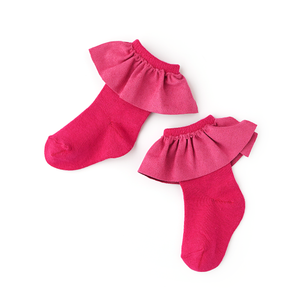 Raspberry RUFFLE SOCKS - Gigi and Max