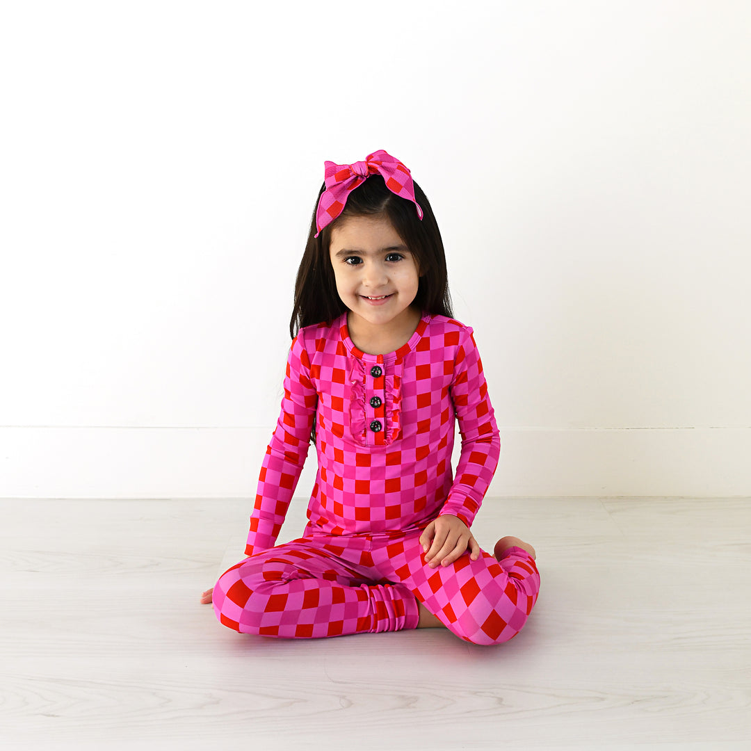 Sydney Pink Checks RUFFLE TWO PIECE - Gigi and Max