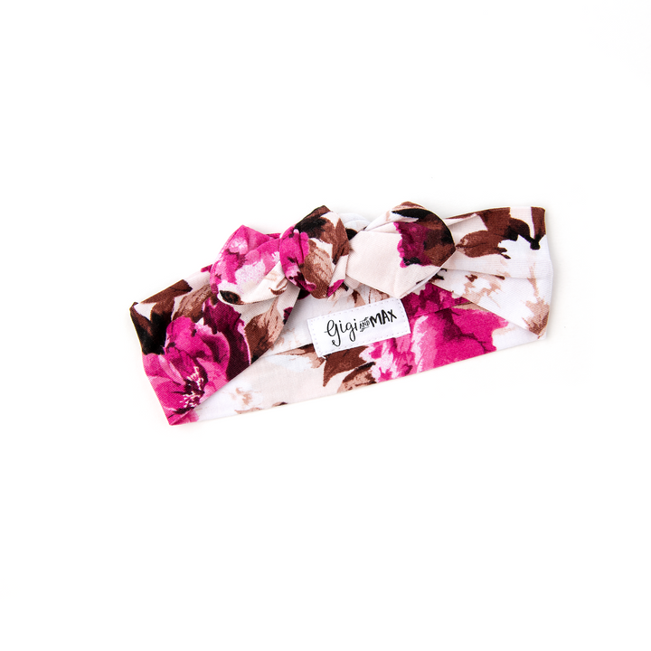 Tank/Pink Floral Topknot Headband - Gigi and Max
