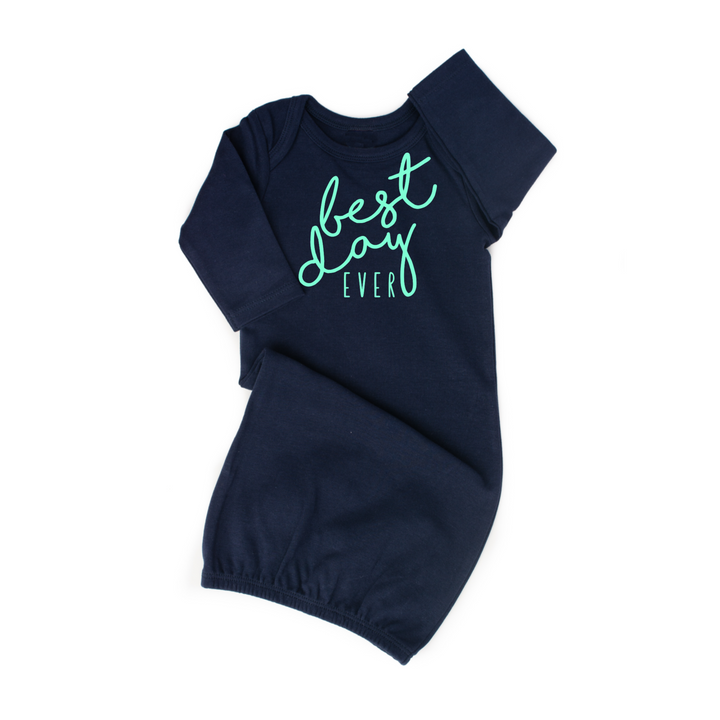 Navy Gown - Mint Best day ever Gender Neutral - Gigi and Max