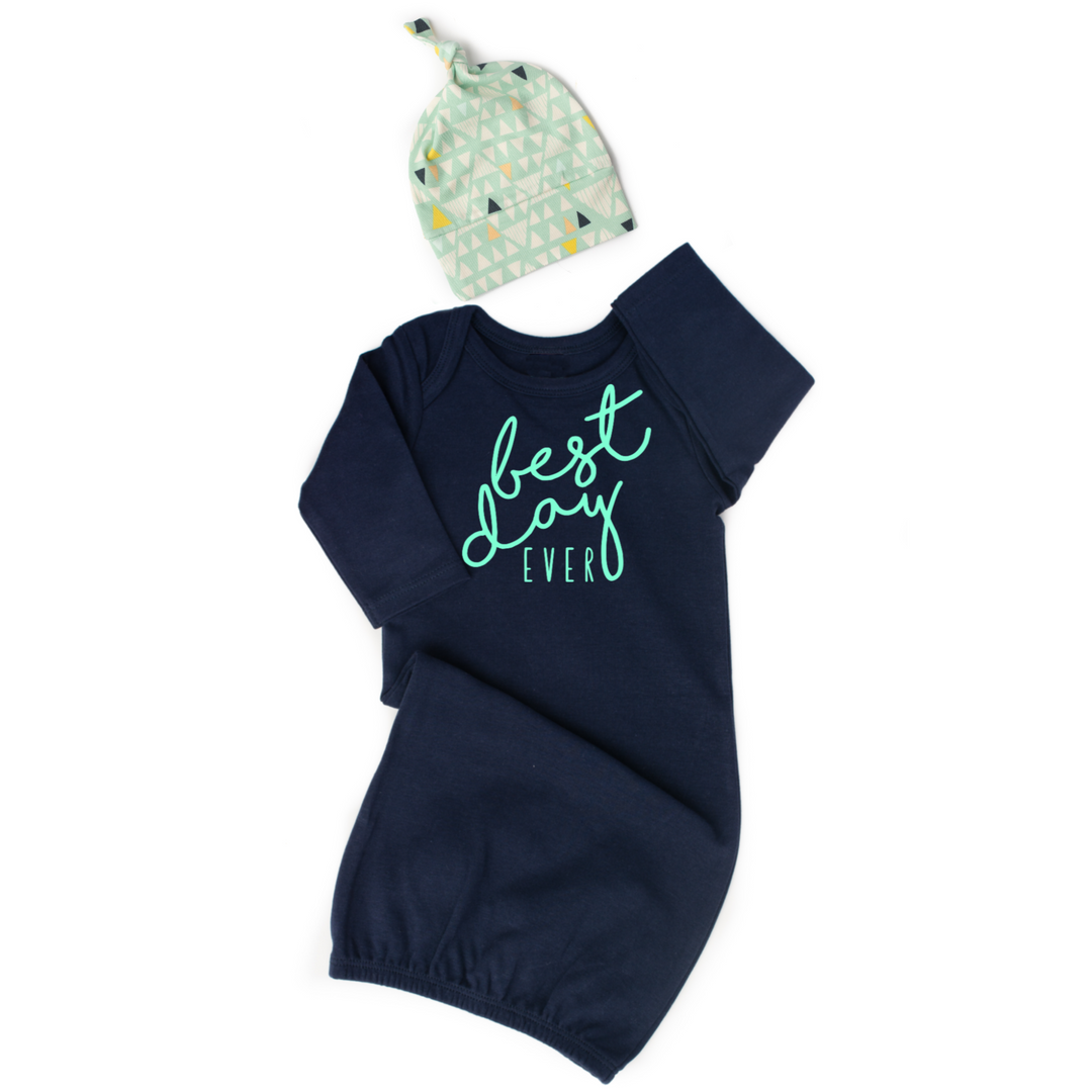 Navy Gown - Mint Best day ever Gender Neutral - Gigi and Max
