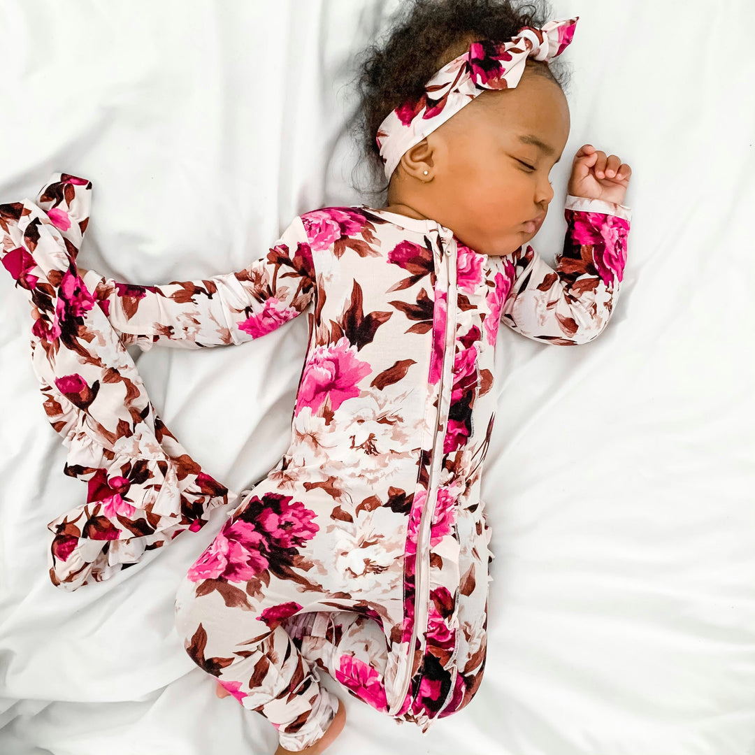 Tank/Pink Floral Topknot Headband - Gigi and Max