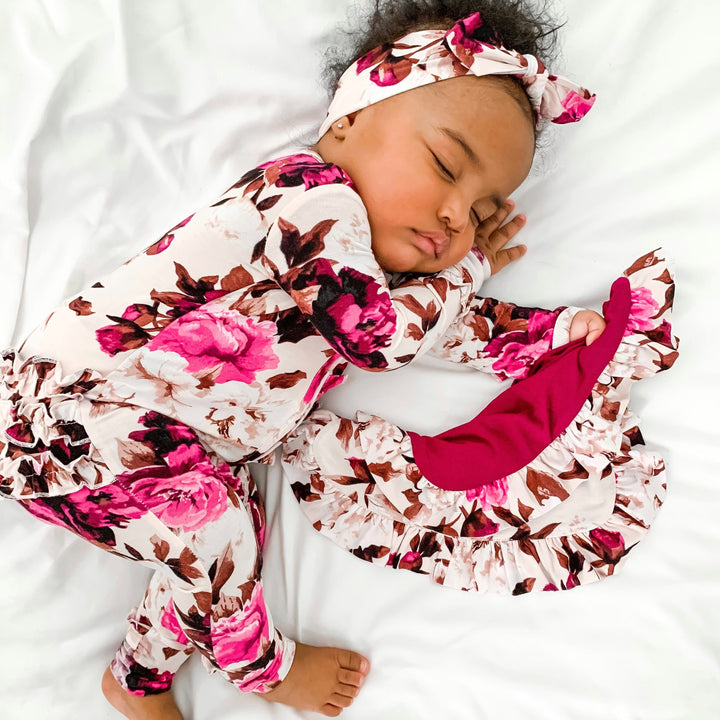 Tank/Pink Floral Topknot Headband - Gigi and Max