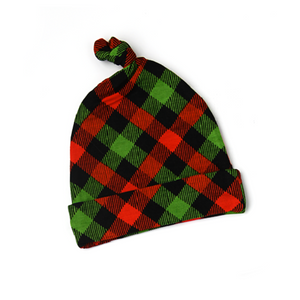 Paxton Christmas Plaid Newborn knot hat - Gigi and Max